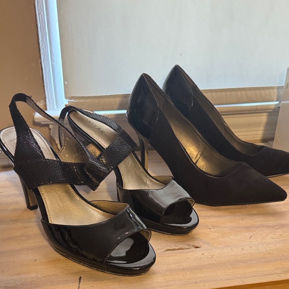Set of 2 Ladies Black Heels Size 10 & 11